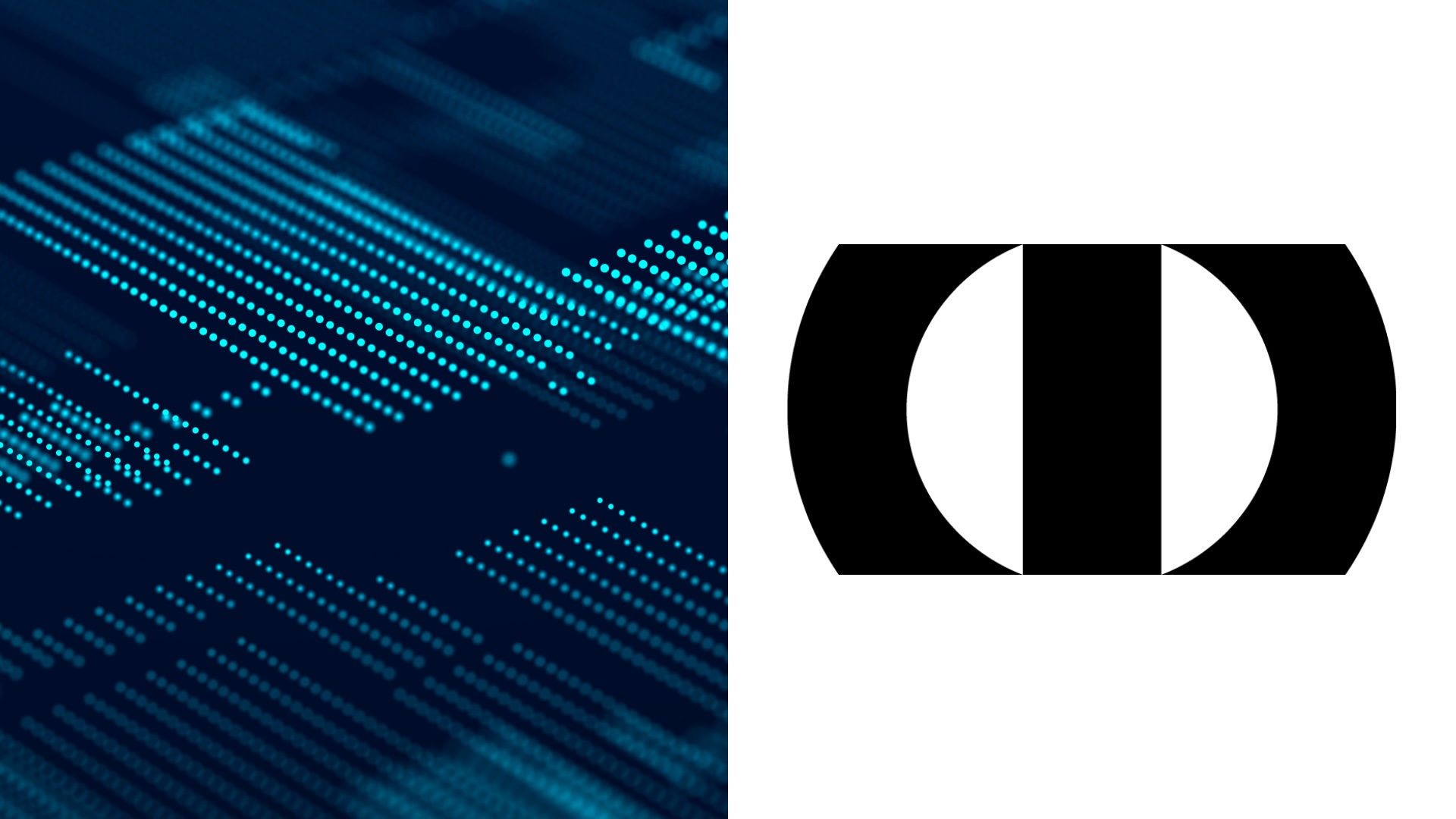 I’m checking the image so the alt text accurately describes its visible subject and setting.  Split graphic featuring glowing blue data patterns on the left and a black-and-white OneTrust logo on the right.