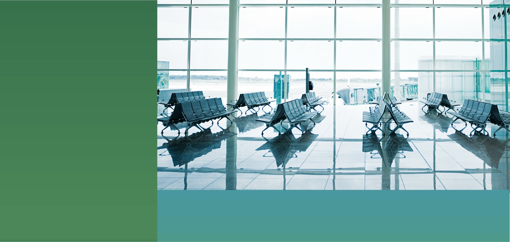 Empty airport gate waiting area