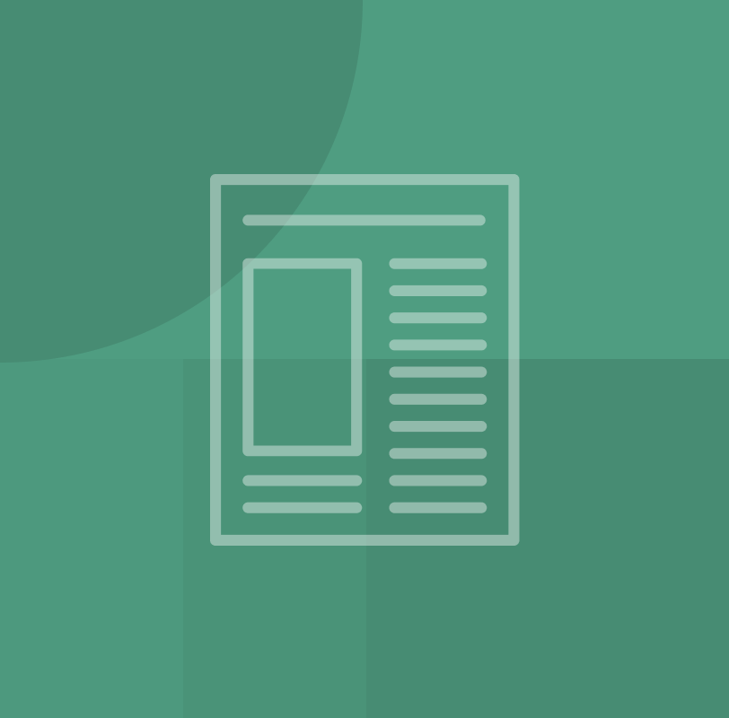 Flat newspaper icon with a teal geometric background
